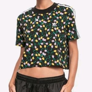 Adidas H E R Studio Crop Tee Floral Black Large